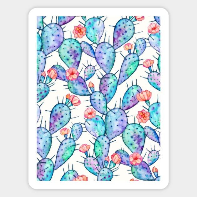 Rainbow Watercolor Cactus Pattern Sticker by micklyn